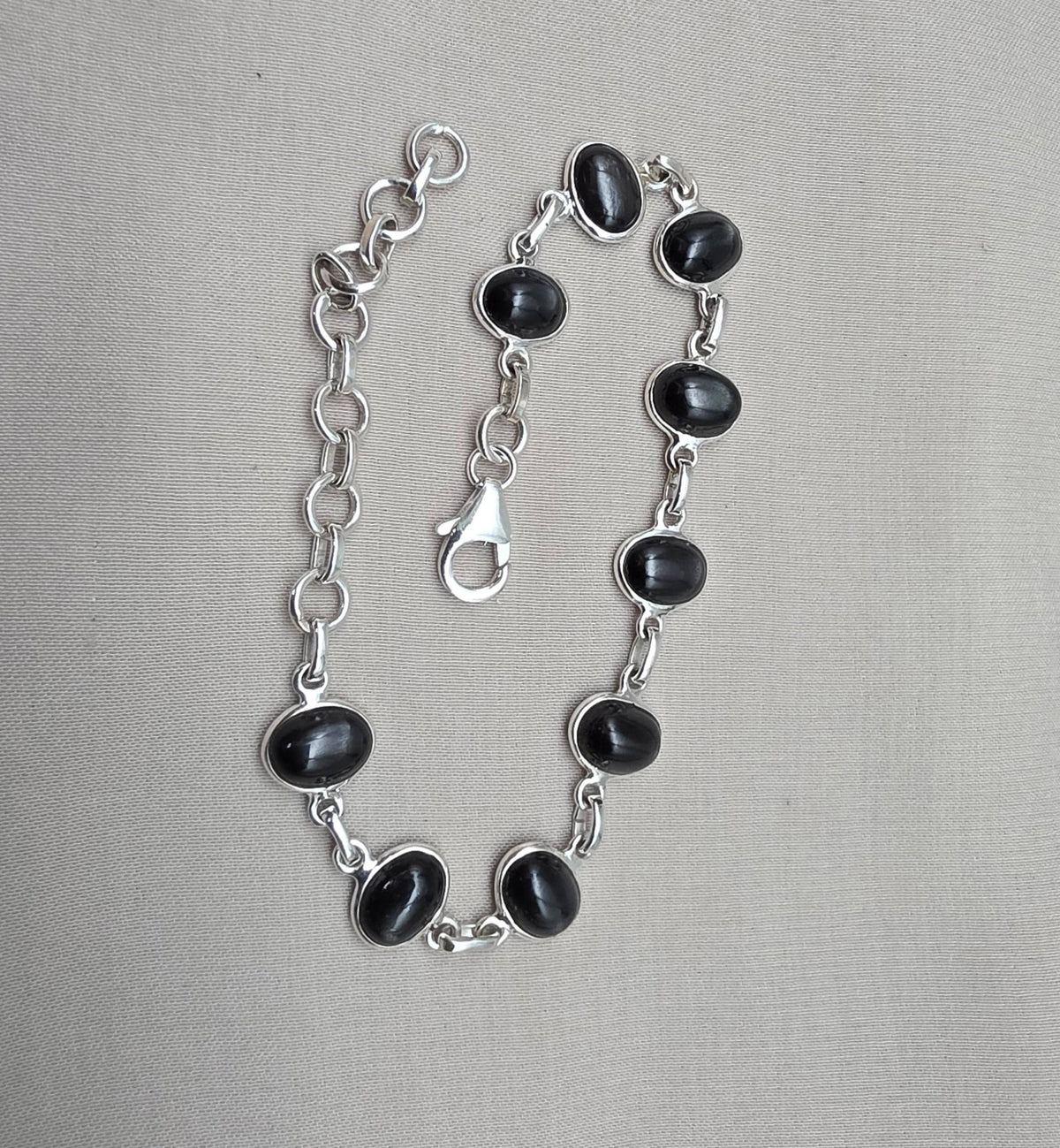 Natural Black Star 925 Sterling Silver Bracelet : Gemstone Jewelry