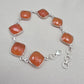 Sterling Silver Carnelian Bracelet, Faceted Gemstone Handmade Jewelry