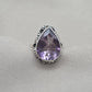 925 Sterling Silver Amethyst Ring Pear Shape Purple Gemstone Statement Ring February Birthstone