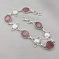 Pink Strawberry Quartz 925 Sterling Silver Bracelet | Handmade Adjustable Gemstone Jewelry Gift for Women