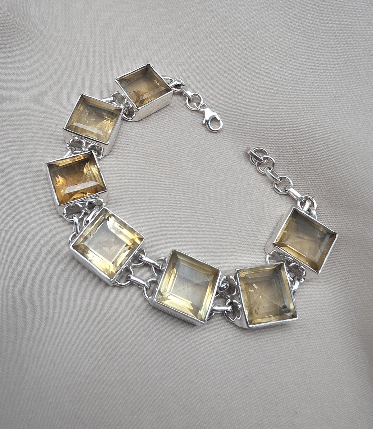 Citrine 925 Sterling Silver Bracelet Natural Gemstone Handmade Jewelry