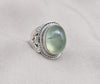 Prehnite 925 Sterling Silver Ring: Handmade Boho Healing Crystal
