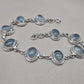 925 Sterling Silver Aqua Milky Gemstone Bracelet Natural Blue Cabochon Handmade Jewelry