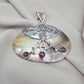 Mother of Pearl Silver Pendant Natural Ruby Cabochon Handmade 925 Sterling Silver Gemstone Jewelry