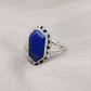 Natural Lapis Lazuli 925 Sterling Silver Ring: Handmade Hexagon Gemstone, Boho Jewelry