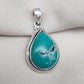 Tibetan Turquoise Pear Pendant: Sterling Silver Boho Necklace