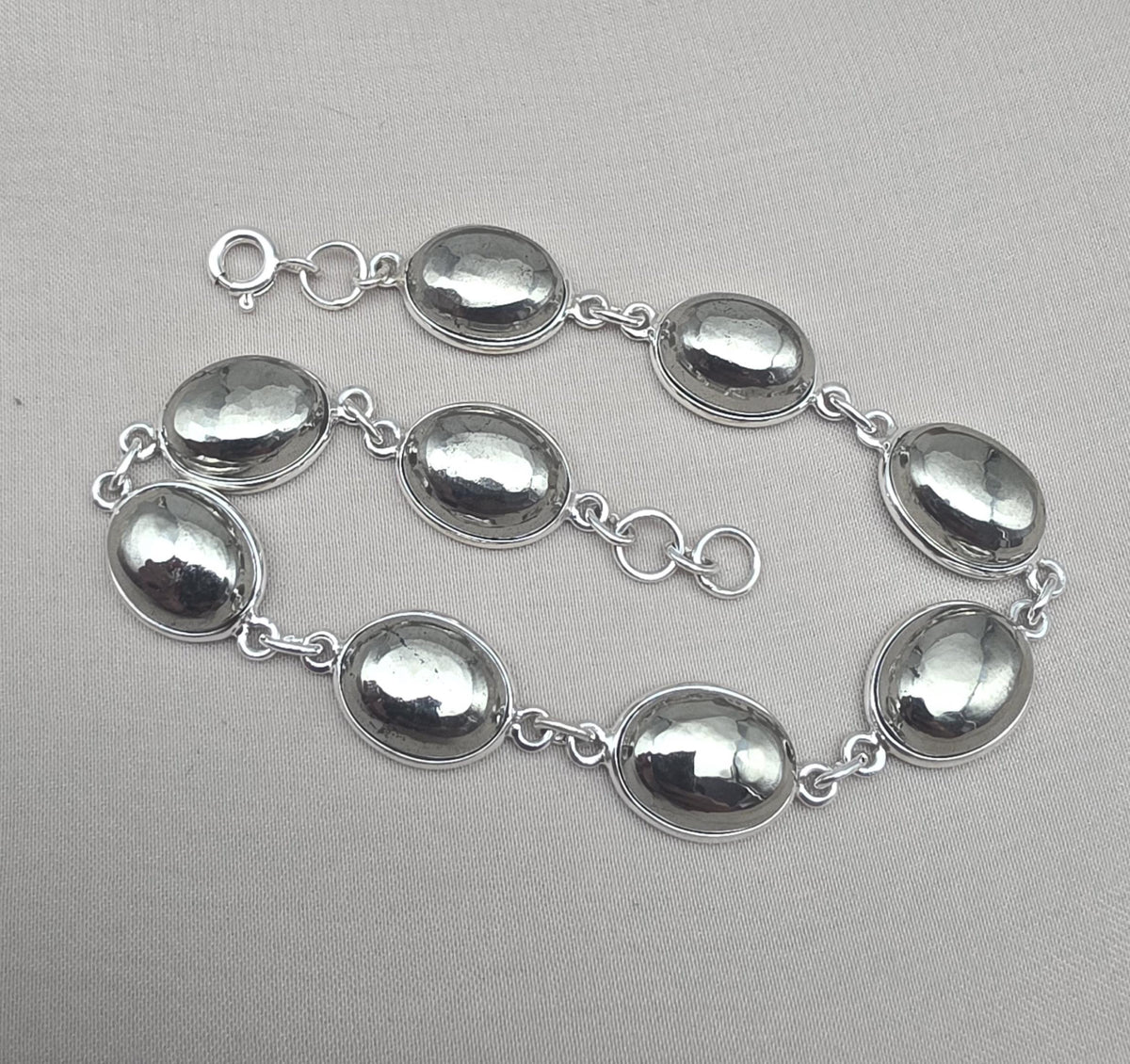 925 Sterling Silver Pyrite Bracelet Minimal Oval Link Handmade Jewelry