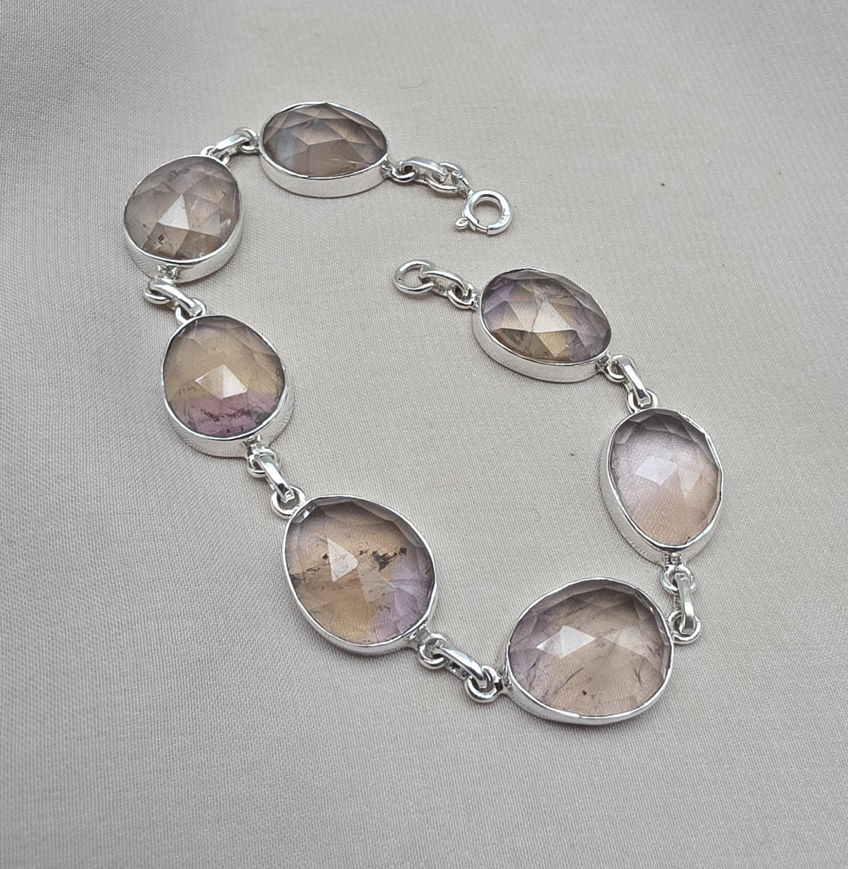 925 Sterling Silver Ametrine Bracelet Natural Faceted Gemstone Jewelry Adjustable Bracelet