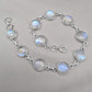 925 Sterling Silver Blue Flash Rainbow Moonstone Bracelet Natural Oval Link Jewelry