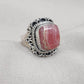 Handmade Rhodochrosite Sterling Silver Ring: Boho October Birthstone