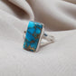 Blue Copper Turquoise 925 Sterling Silver Ring: Boho Gemstone Jewelry