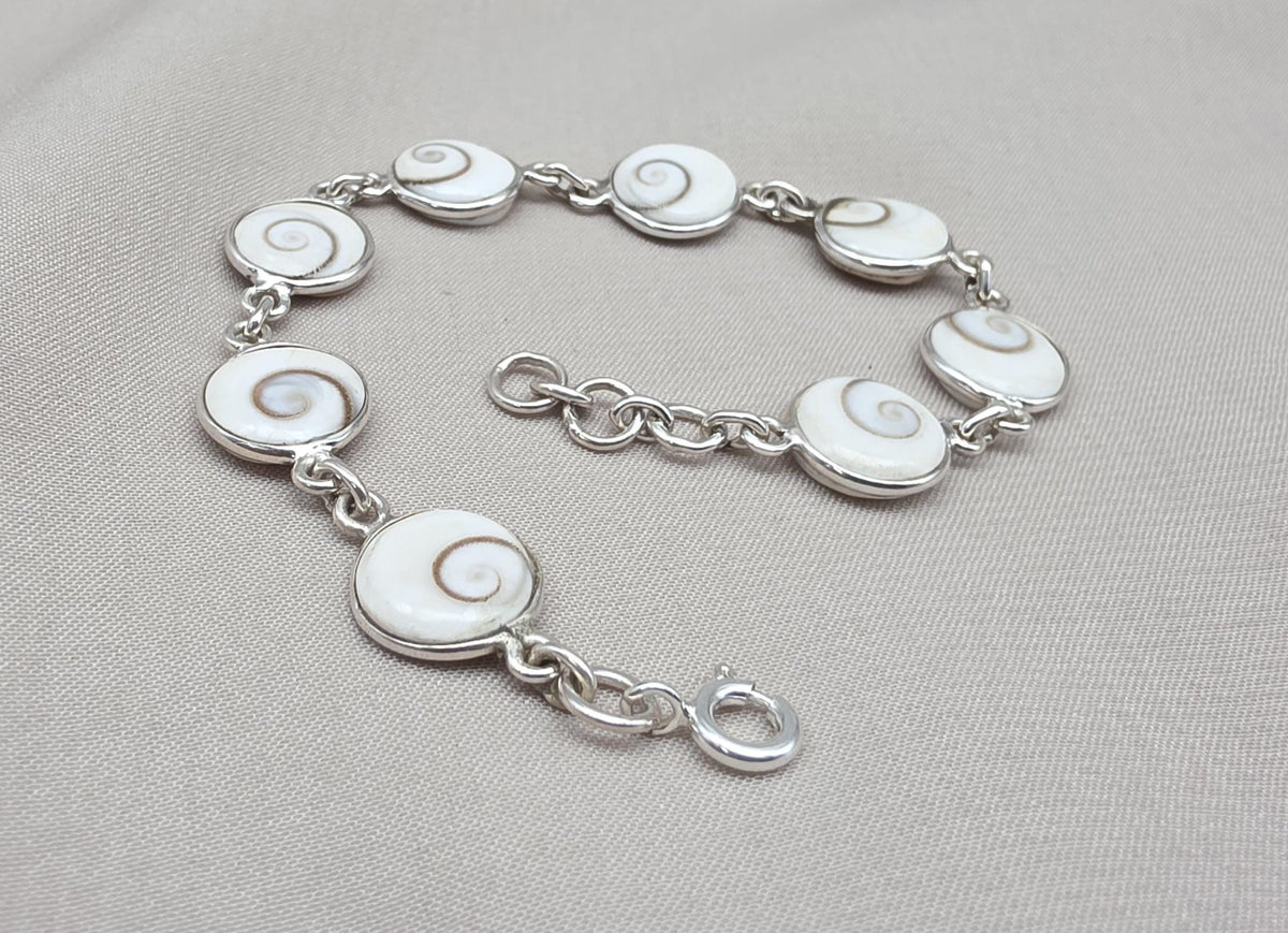 Shiva Eye Bracelet 925 Silver Shell Bracelet Spiritual Protection Jewelry Gift for Her