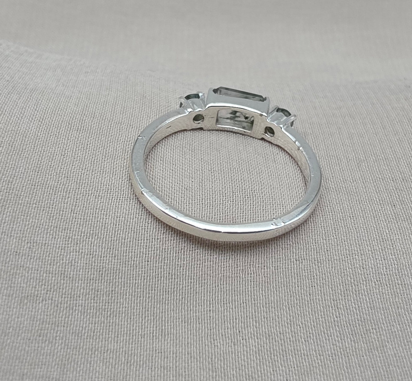 925 Sterling Silver Moss Agate Ring Three Gemstone Ring  Boho Dainty Jewelry Gift for Her