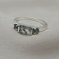925 Sterling Silver Moss Agate Ring Three Gemstone Ring  Boho Dainty Jewelry Gift for Her
