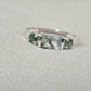925 Sterling Silver Moss Agate Ring Three Gemstone Ring  Boho Dainty Jewelry Gift for Her