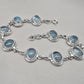 925 Sterling Silver Aqua Milky Gemstone Bracelet Natural Blue Cabochon Handmade Jewelry