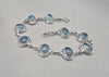 925 Sterling Silver Aqua Milky Gemstone Bracelet Natural Blue Cabochon Handmade Jewelry