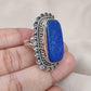 Natural Lapis Lazuli 925 Sterling Silver Ring: Boho September Birthstone Handmade