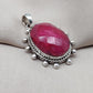 Handmade Ruby Pendant Necklace: Oval Faceted 925 Sterling Silver, July Birthstone