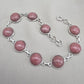 Rhodochrosite Bracelet 925 Sterling Silver Round Cabochon Pink Gemstone Link Bracelet Handmade Jewelry