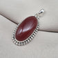 Handmade Red Onyx Sterling Silver Pendant - July Birthstone Necklace