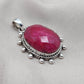Handmade Ruby Pendant Necklace: Oval Faceted 925 Sterling Silver, July Birthstone