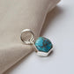 925 Sterling Silver Blue Copper Turquoise Hexagon Pendant Handmade Jewelry