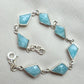 925 Sterling Silver Amazonite Bracelet Geometric Link Bracelet Blue Gemstone Jewelry