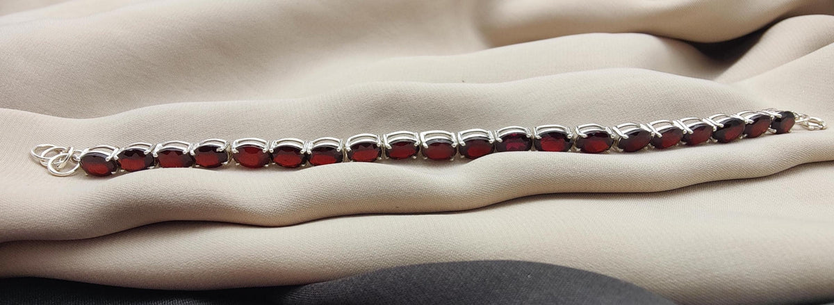 Garnet Tennis Bracelet: 925 Sterling Silver January Birthstone