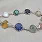 Multi Gemstone Bracelet 925 Sterling Silver Colorful Statement Bracelet