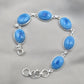 925 Sterling Silver Larimar Bracelet Natural Blue Gemstone Oval Link Jewelry