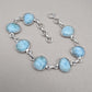 Natural Larimar Handmade  Bracelet : 925 Sterling Silver Blue Gemstone Adjustable Bracelet