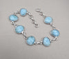 Natural Larimar Handmade  Bracelet : 925 Sterling Silver Blue Gemstone Adjustable Bracelet