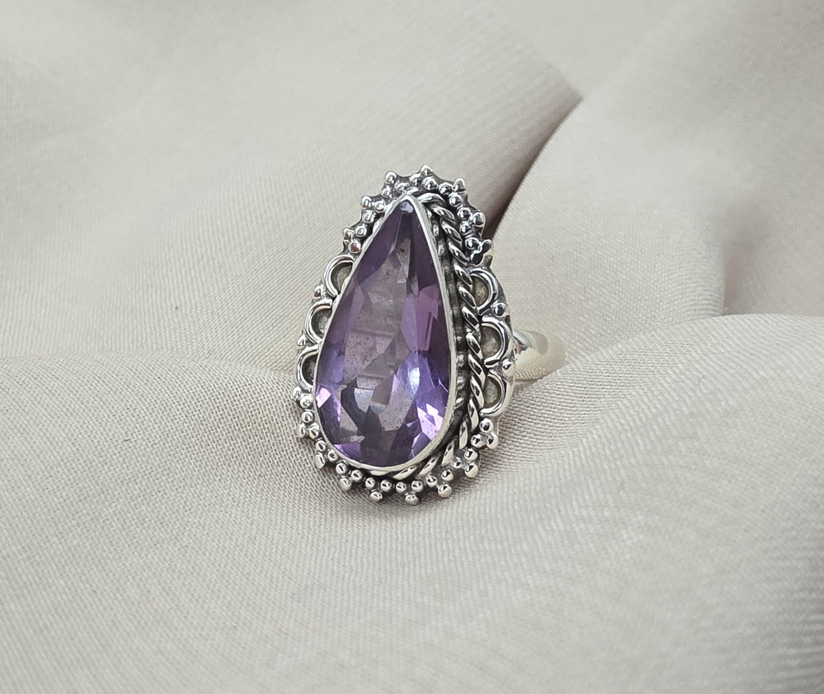 Amethyst Ring 925 Sterling Silver Natural Purple Gemstone Ring Handmade Jewelry February Birthstone