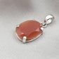 925 Sterling Silver Carnelian Pendant, Faceted Orange Gemstone Necklace Charm