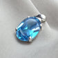 925 Sterling Silver Oval Blue Quartz Pendant, Natural Gemstone Charm, Boho Statement Jewelry