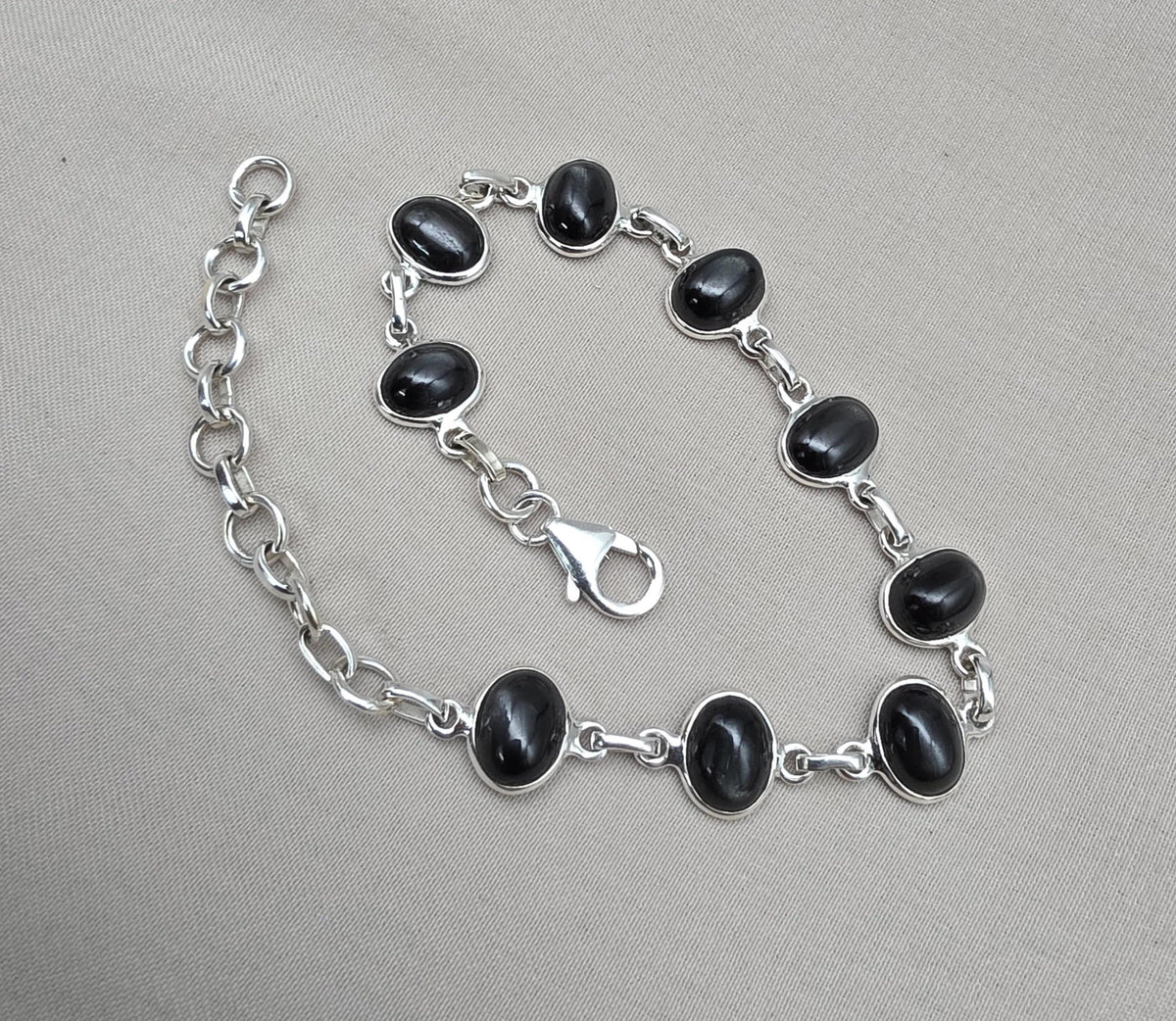 Natural Black Star 925 Sterling Silver Bracelet : Gemstone Jewelry
