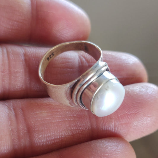 925 SOLID STERLING SILVER NATURAL Mother of Pearl GEMSTONES HANDMADE RING, ALL SIZES AVAILABLE