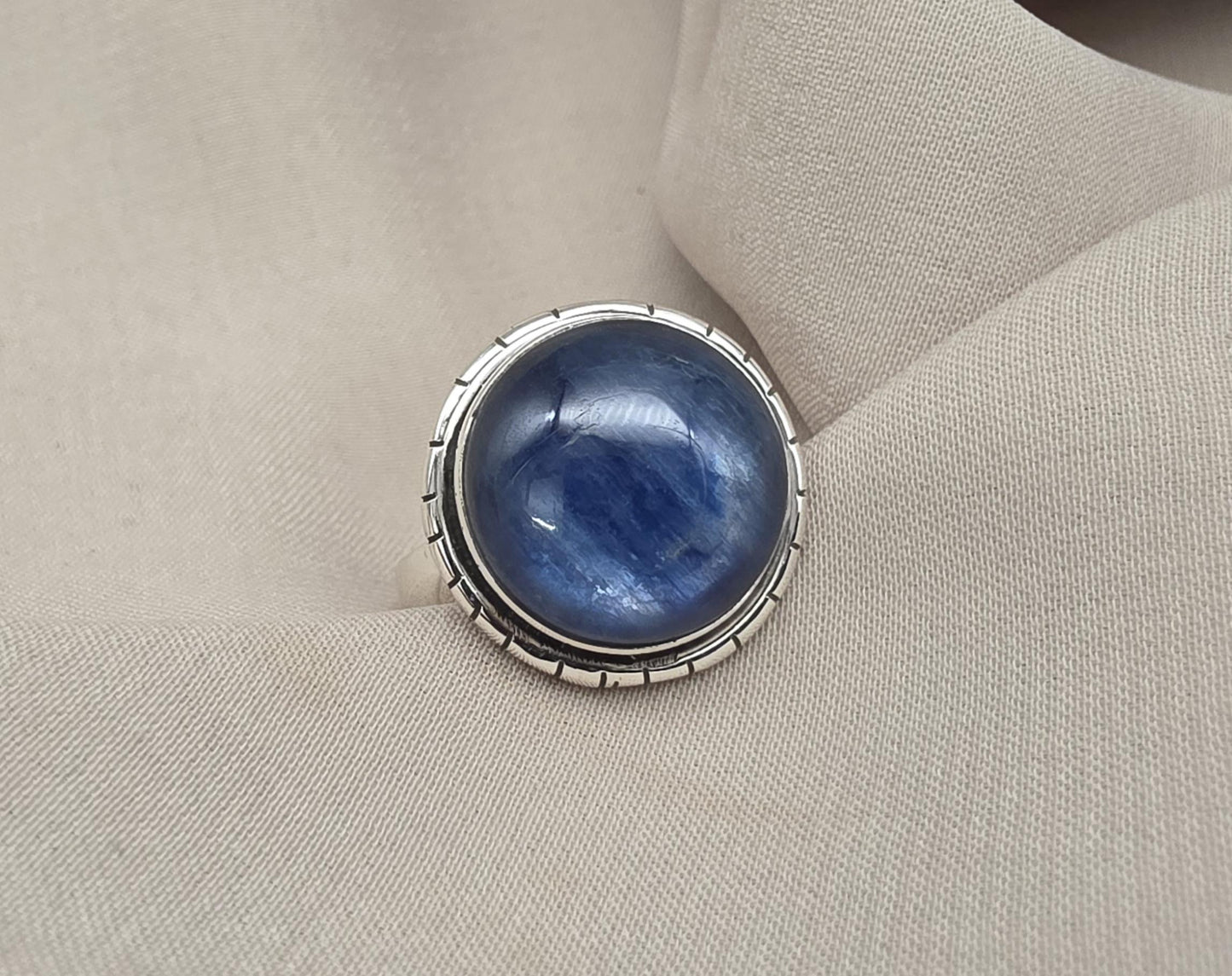 Handmade Teardrop Kyanite Sterling Silver Ring: Boho Filigree