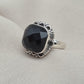 925 Sterling Silver Black Onyx Ring Cushion Cut Natural Gemstone Handmade Vintage Style Gift