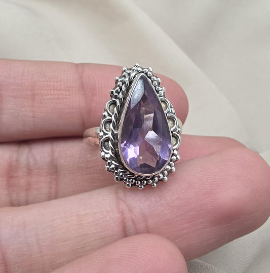 Amethyst Ring 925 Sterling Silver Natural Purple Gemstone Ring Handmade Jewelry February Birthstone