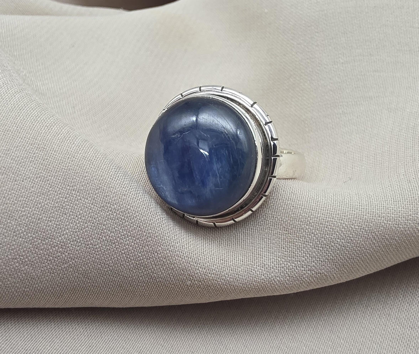 Handmade Teardrop Kyanite Sterling Silver Ring: Boho Filigree
