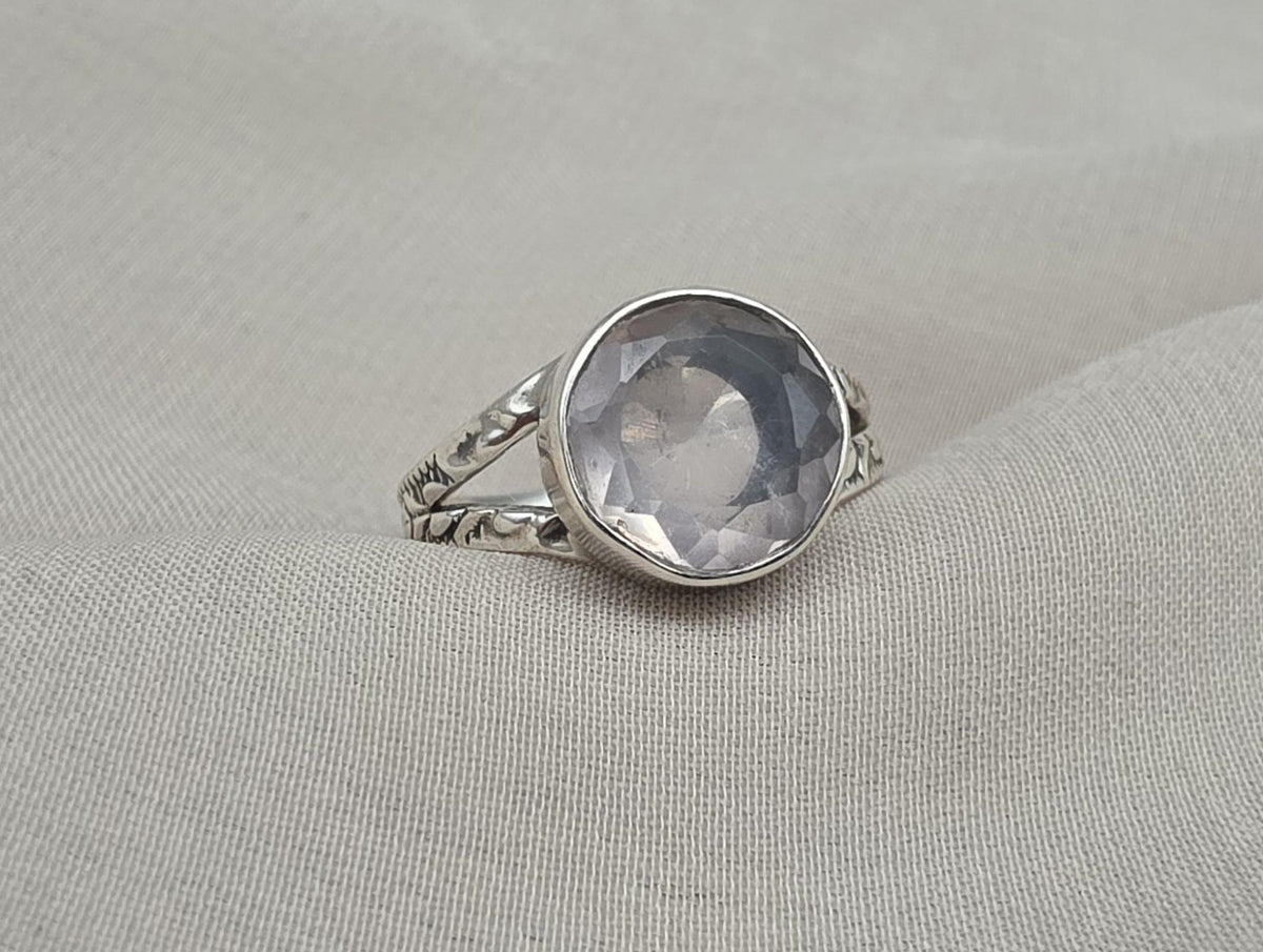 Rose Quartz 925 Sterling Silver Ring: Handmade Boho Gemstone Jewelry