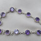 Amethyst 925 Sterling Silver Gemstone Bracelet Natural Purple Gemstone Oval Link Jewelry