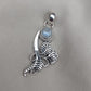Rainbow Moonstone Silver Pendant: Artisan Floral Leaf Design, Boho Charm