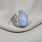 Rainbow Moonstone Ring 925 Sterling Silver Pear Shape Statement Ring June Birthstone Jewelry