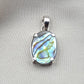 925 Sterling Silver Abalone Shell Pendant, Natural Iridescent Shell Necklace, Oval Abalone Gemstone Jewelry, Ocean Inspired Gift for Women