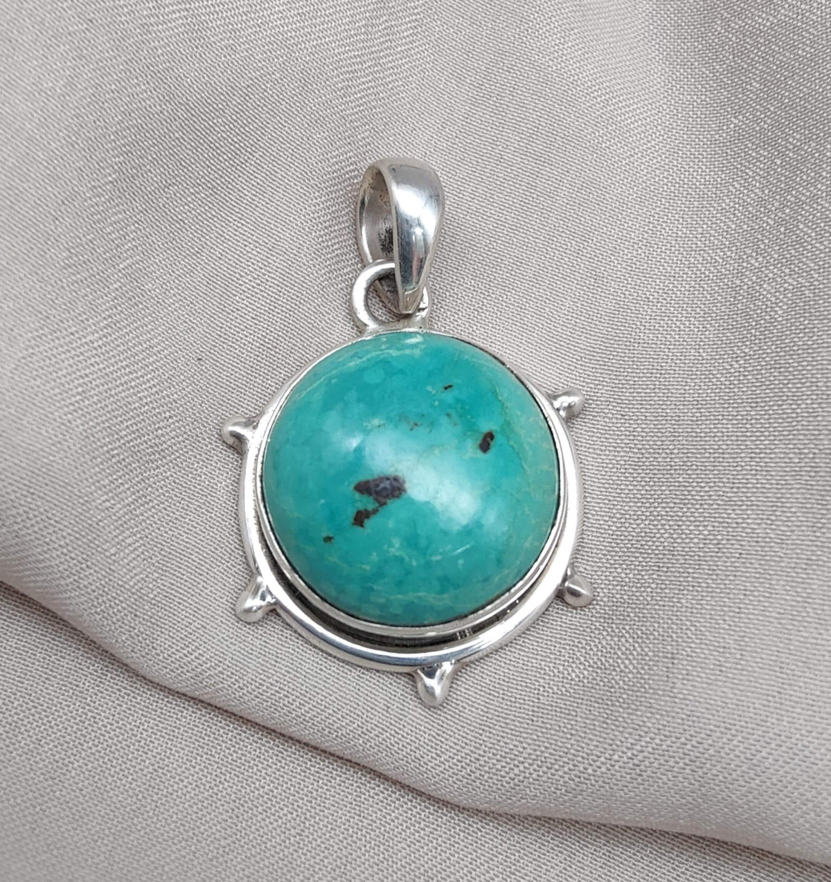 Tibetan Turquoise Pendant Necklace: 925 Silver Boho Healing Jewelry