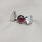 Red Garnet 925 Sterling Silver Ring – Adjustable Leaf Design, Natural Gemstone January Birthstone Jewelry