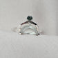 Green Amethyst Ring 925 Silver Dual Stone Moss Agate Statement Ring